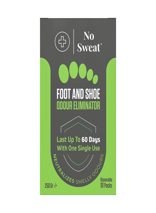 No Sweat Foot And Shoe Odour Eliminator Powder - Lasts Up To 60 With One Single Use - Salty Structure - No Need Mix With Water - Neutralizes Smelly Odours - No Mess -1 Box X10 Sachets - Image 1
